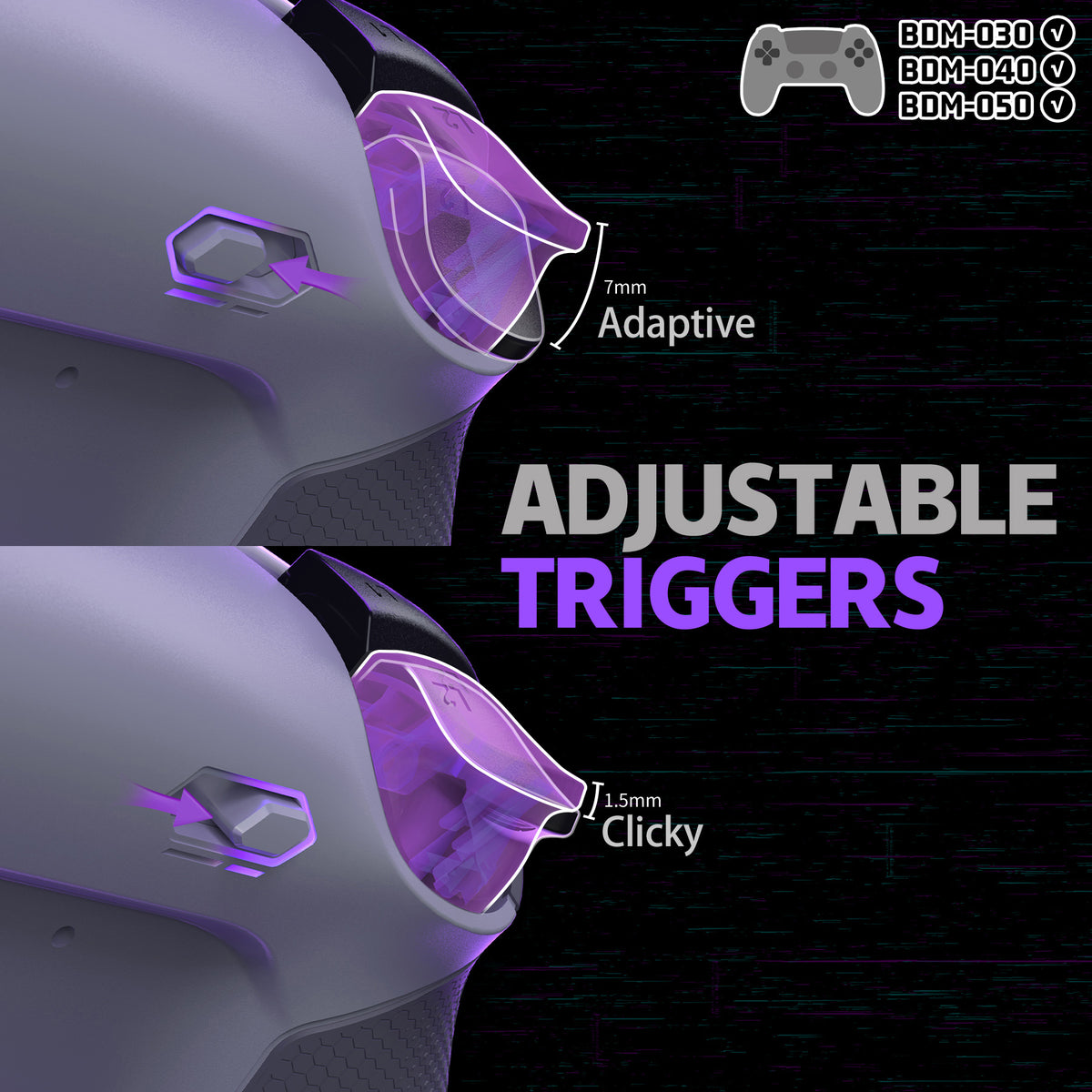 eXtremeRate RISE Plus MAX Back Paddles Kit with Clicky Trigger Stops & Rubberized Grip for PS5 Controller BDM-030/040/050 - New Hope Gray & Classic Gray