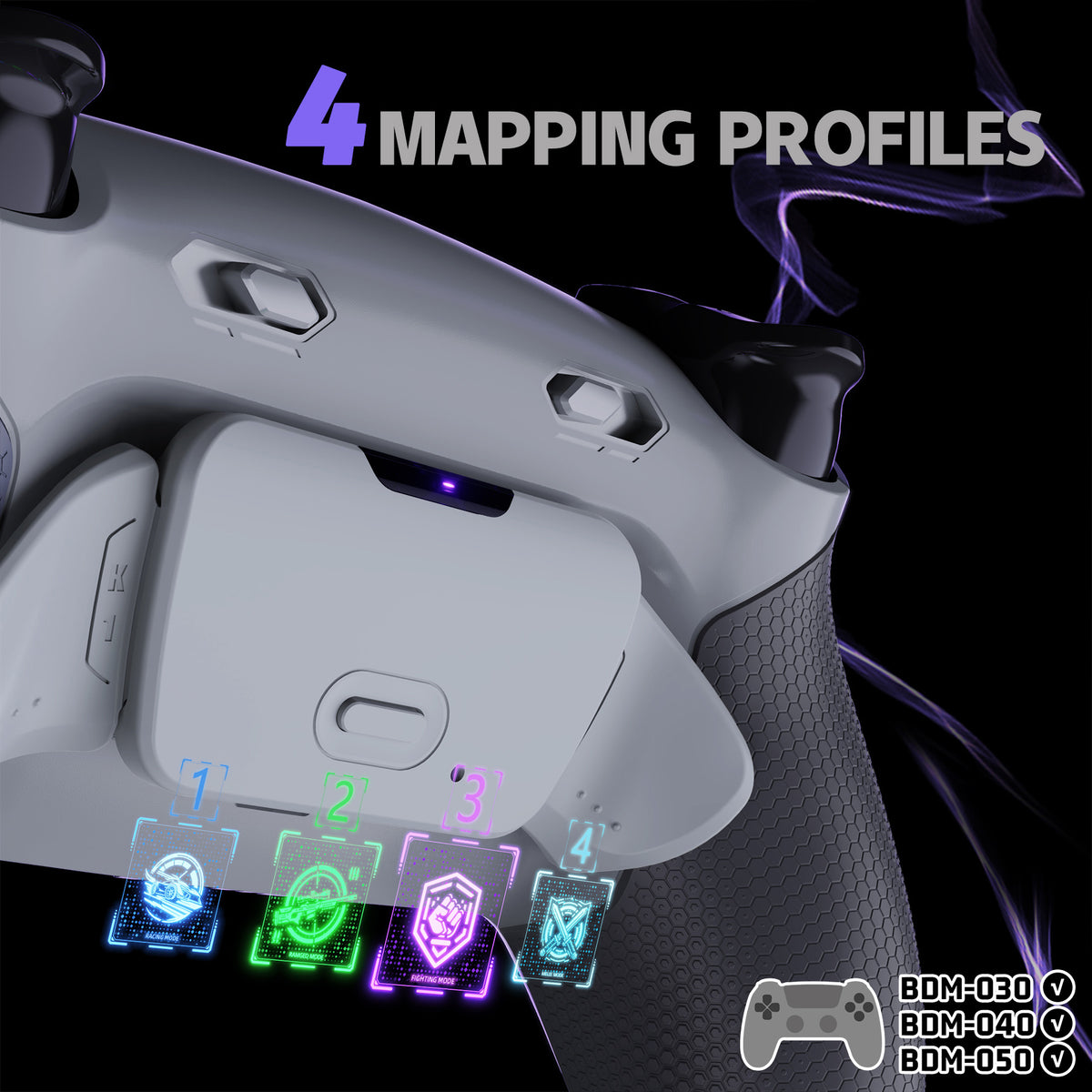 eXtremeRate RISE Plus MAX Back Paddles Kit with Clicky Trigger Stops & Rubberized Grip for PS5 Controller BDM-030/040/050 - New Hope Gray & Classic Gray