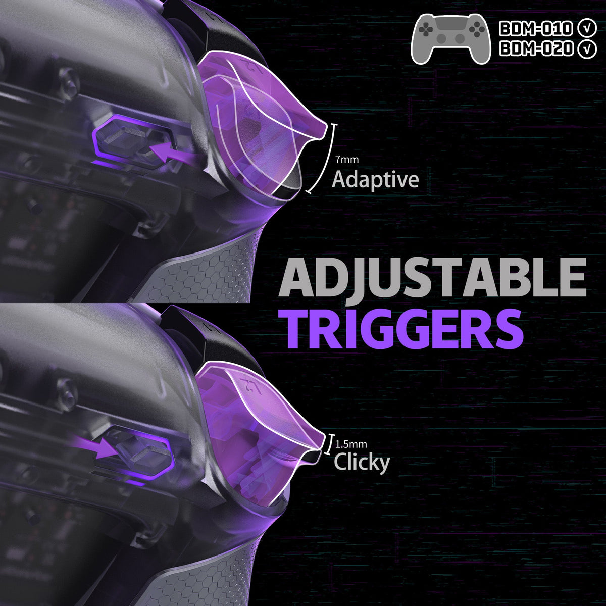 eXtremeRate RISE Plus MAX Back Paddles Kit with Clicky Trigger Stops & Rubberized Grip for PS5 Controller BDM-010/020 - Rubberized Clear & Gray eXtremeRate