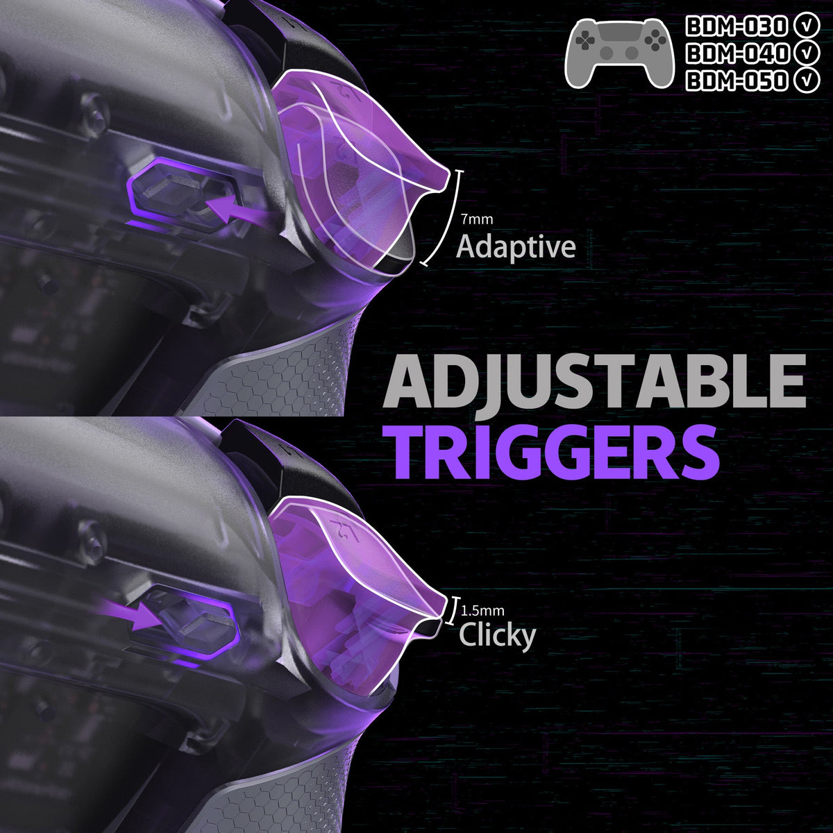 eXtremeRate RISE Plus MAX Back Paddles Kit with Clicky Trigger Stops & Rubberized Grip for PS5 Controller BDM-030/040/050 - Clear & Gray eXtremeRate