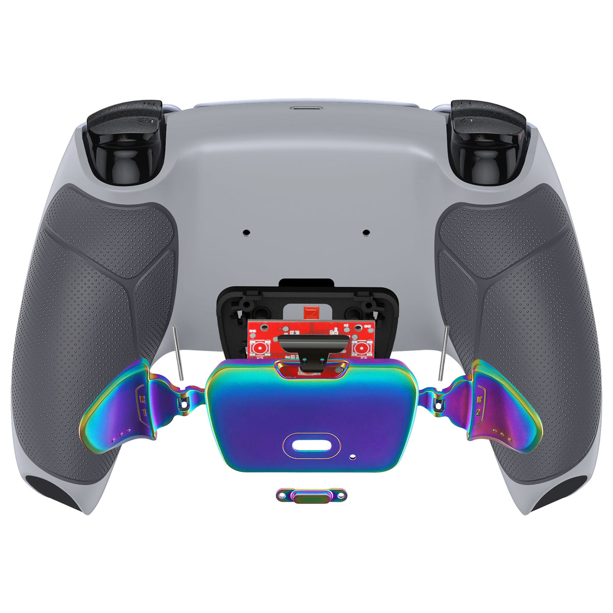 eXtremeRate Rainbow Aura Blue & Purple Real Metal Buttons (RMB) Version RISE Remap Kit for PS5 Controller BDM-030/040 - Rubberized New Hope Gray & Classic Gray eXtremeRate