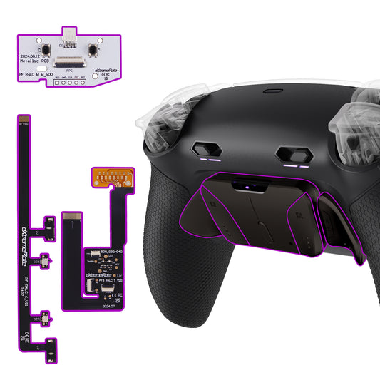 eXtremeRate Real Metal Buttons (RMB) Version RISE4 Plus MAX Back Paddles Kit with Clicky Trigger Stops & Rubberized Grip for PS5 Controller BDM-030/040/050/060 - Black