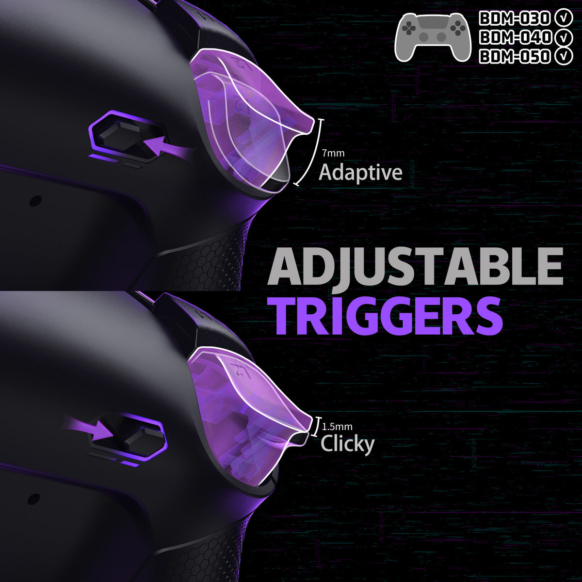 eXtremeRate Real Metal Buttons (RMB) Version RISE Plus MAX Back Paddles Kit with Clicky Trigger Stops & Rubberized Grip for PS5 Controller BDM-030/040/050 - Black