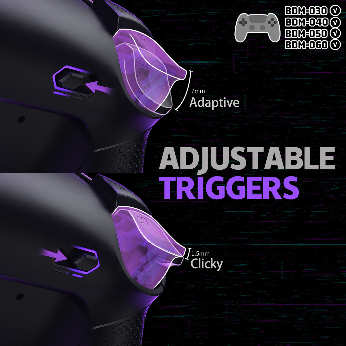 eXtremeRate Real Metal Buttons (RMB) Version RISE Plus MAX Back Paddles Kit with Clicky Trigger Stops & Rubberized Grip for PS5 Controller BDM-030/040/050/060 - Black