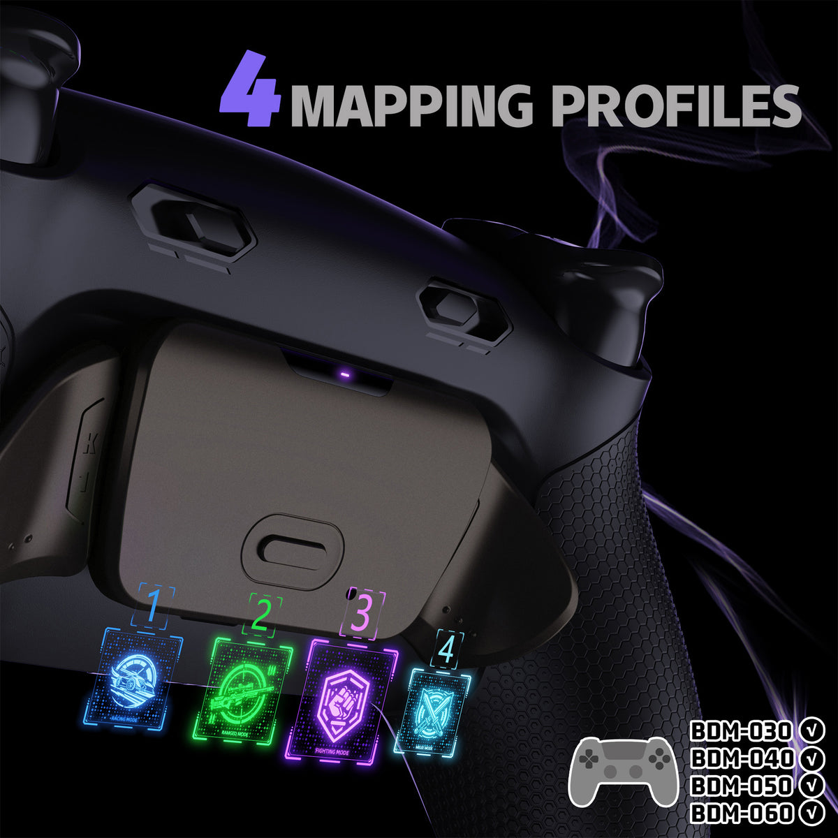 eXtremeRate Real Metal Buttons (RMB) Version RISE Plus MAX Back Paddles Kit with Clicky Trigger Stops & Rubberized Grip for PS5 Controller BDM-030/040/050/060 - Black