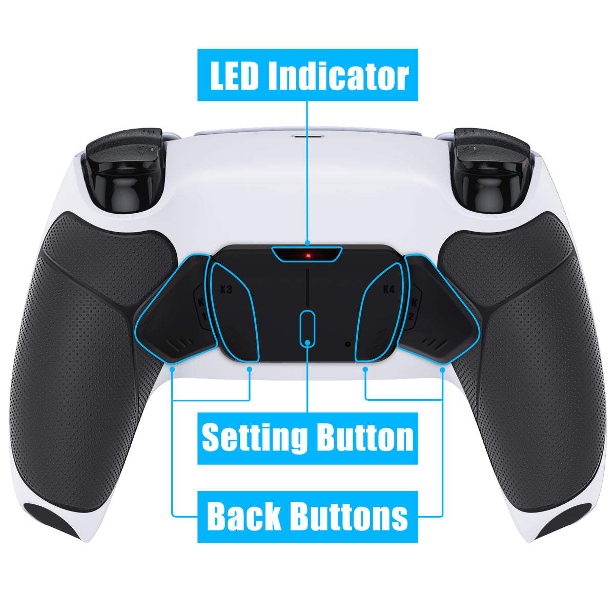 eXtremeRate Remappable RISE4 V3 Remap Kit for PS5 Controller BDM-030/040/050 - Rubberized Black Grips with Black Back Paddles