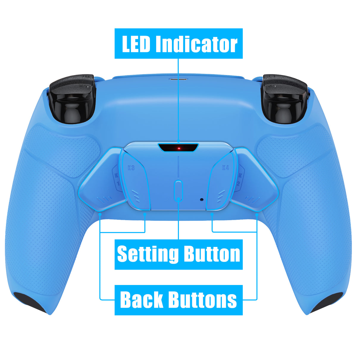 eXtremeRate Remappable RISE4 V3 Remap Kit for PS5 Controller BDM-030/040/050 - Rubberized Starlight Blue