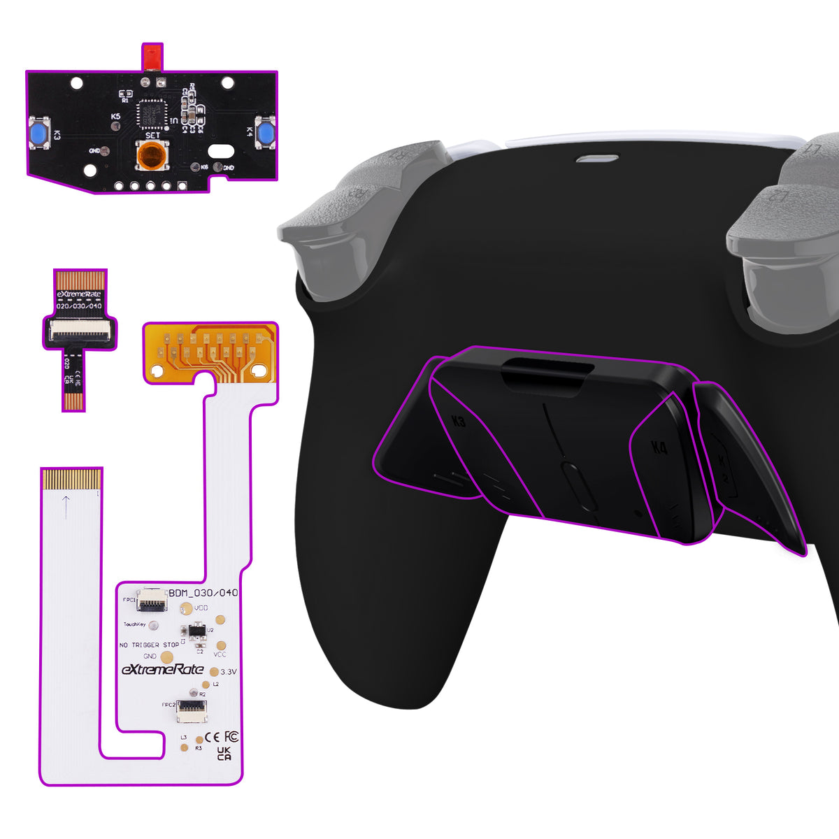 eXtremeRate Remappable RISE4 V4 Remap Kit for PS5 Controller BDM-030/040/050/060 - Black