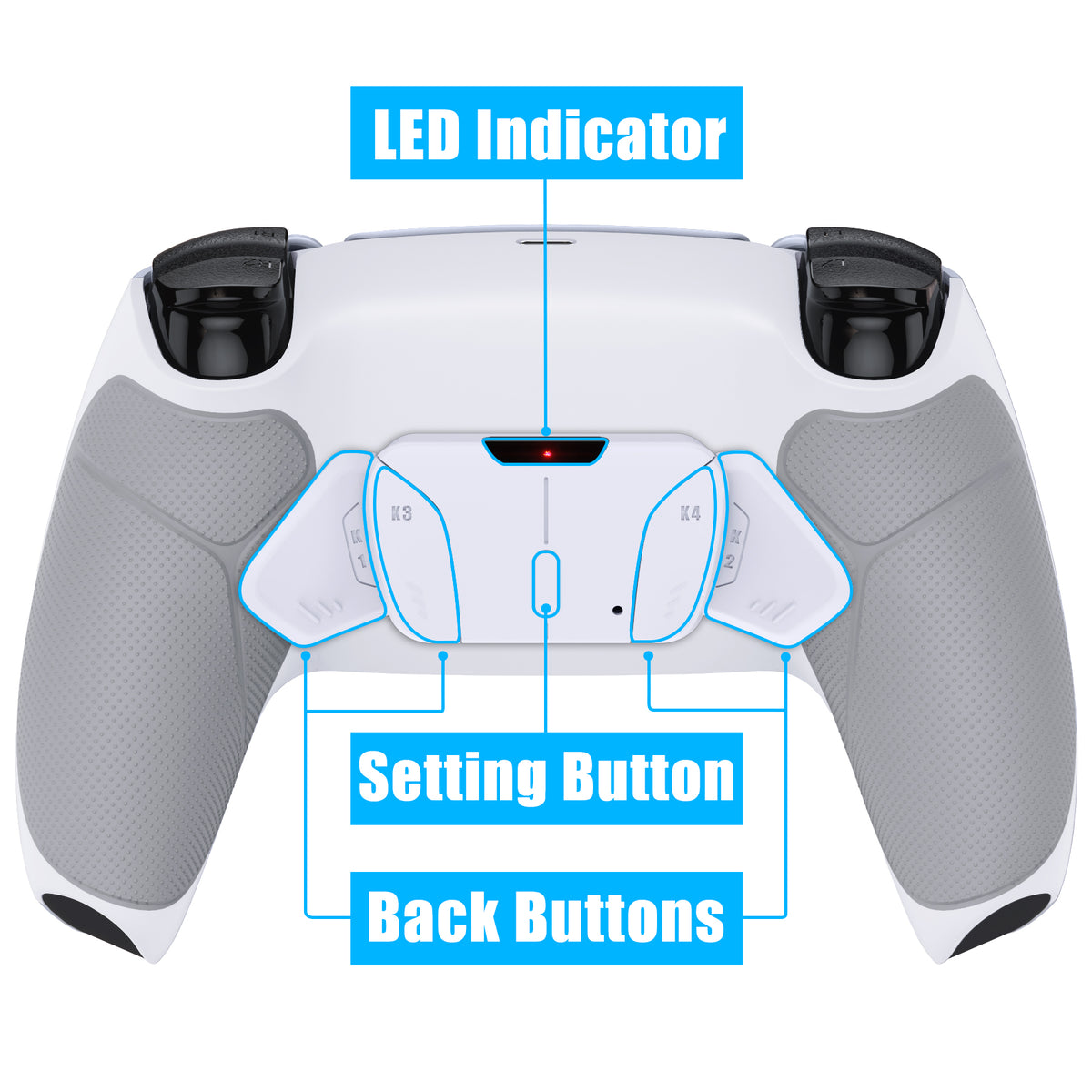 eXtremeRate Remappable RISE4 V4 Remap Kit for PS5 Controller BDM-030/040/050/060 - Rubberized White