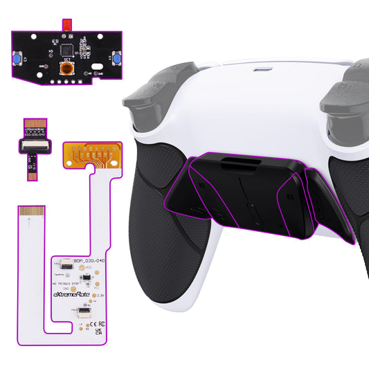 eXtremeRate Remappable RISE4 V4 Remap Kit for PS5 Controller BDM-030/040/050/060 - Rubberized White Black- Black