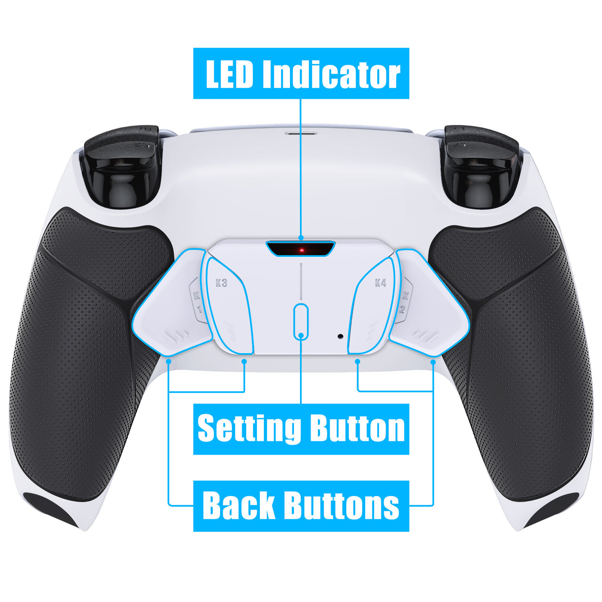 eXtremeRate Remappable RISE4 V4 Remap Kit for PS5 Controller BDM-030/040/050/060 - Rubberized White Black- White
