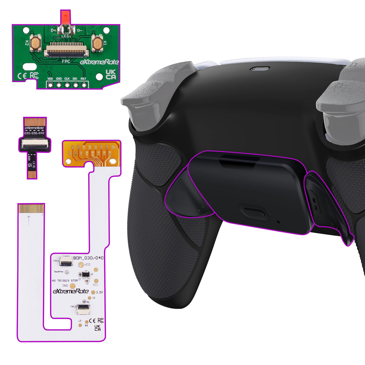 eXtremeRate Remappable RISE V4 Remap Kit for PS5 Controller BDM-030/040/050/060 - Rubberized Black