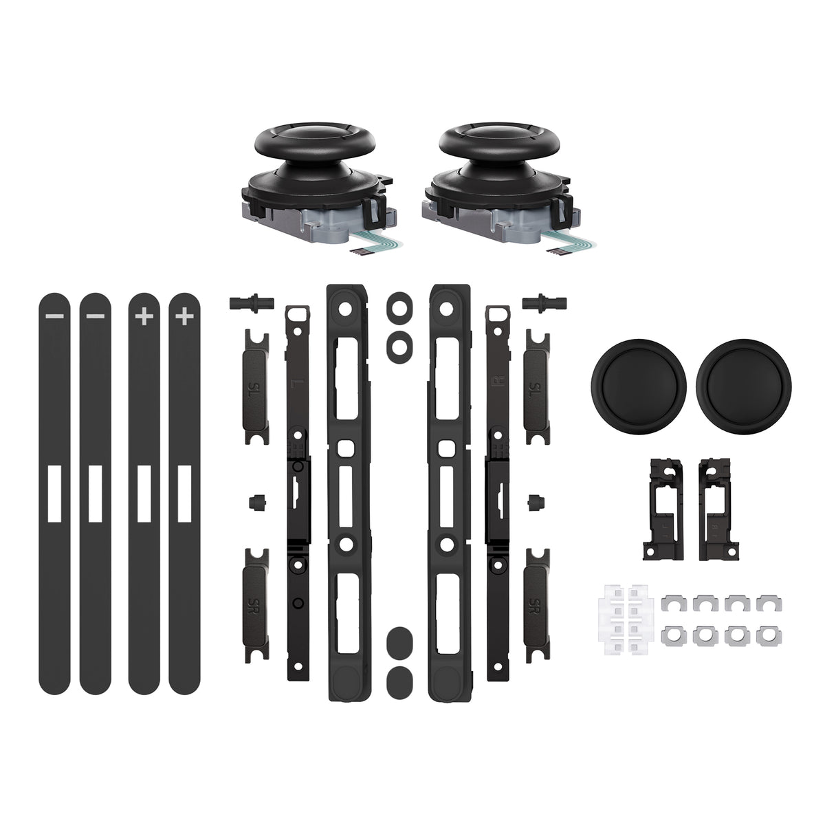 eXtremeRate Replacement 3D Joystick & Thumb Grips & Side Rail Shell Buttons for Nintendo Switch 2 JoyCon - Black