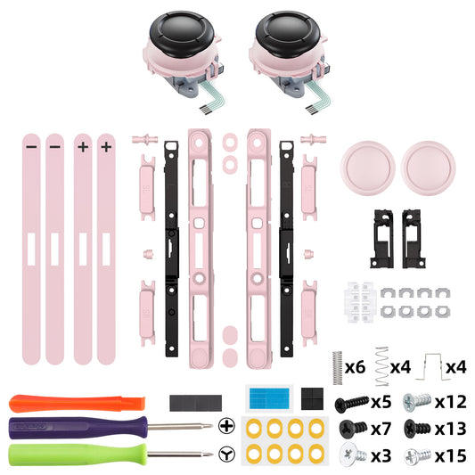eXtremeRate Replacement 3D Joystick & Thumb Grips & Side Rail Shell Buttons for Nintendo Switch 2 JoyCon - Cherry Blossoms Pink
