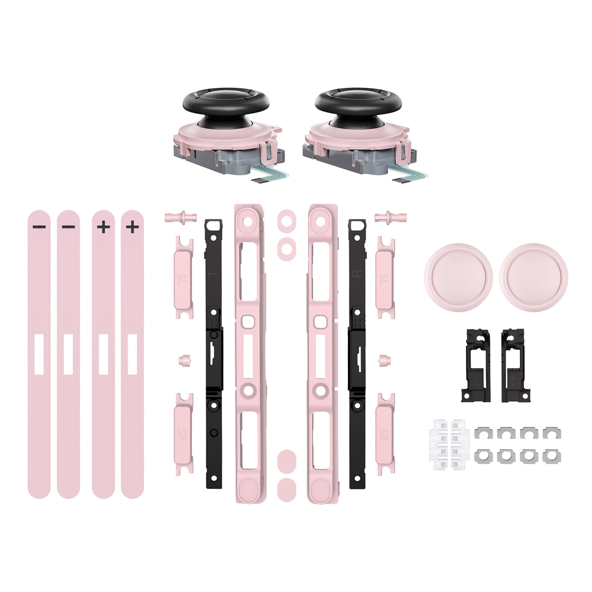 eXtremeRate Replacement 3D Joystick & Thumb Grips & Side Rail Shell Buttons for Nintendo Switch 2 JoyCon - Cherry Blossoms Pink