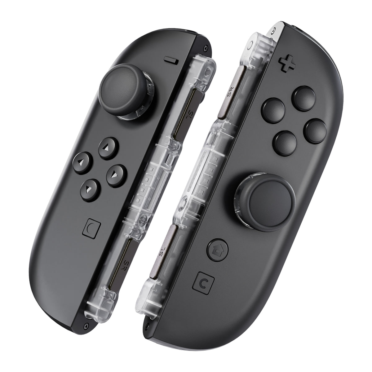 eXtremeRate Replacement 3D Joystick & Thumb Grips & Side Rail Shell Buttons for Nintendo Switch 2 JoyCon - Clear