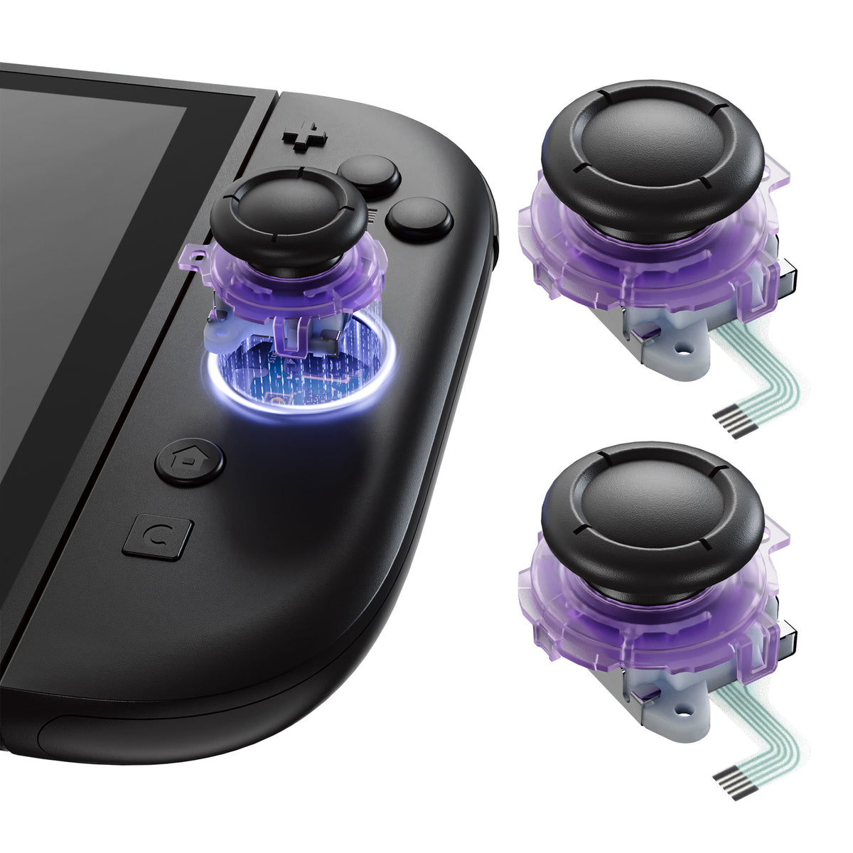 eXtremeRate Replacement 3D Joystick for Nintendo Switch 2 Joycon - Clear Atomic Purple