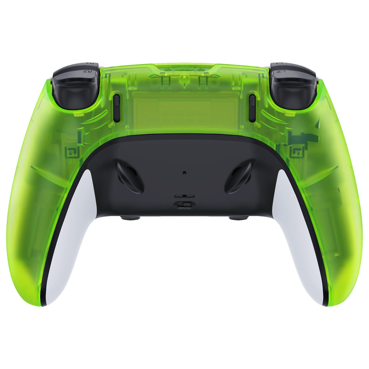 eXtremeRate Replacement Back Housing Bottom Shell Compatible with PS5 Edge Controller - Clear Lime Green eXtremeRate