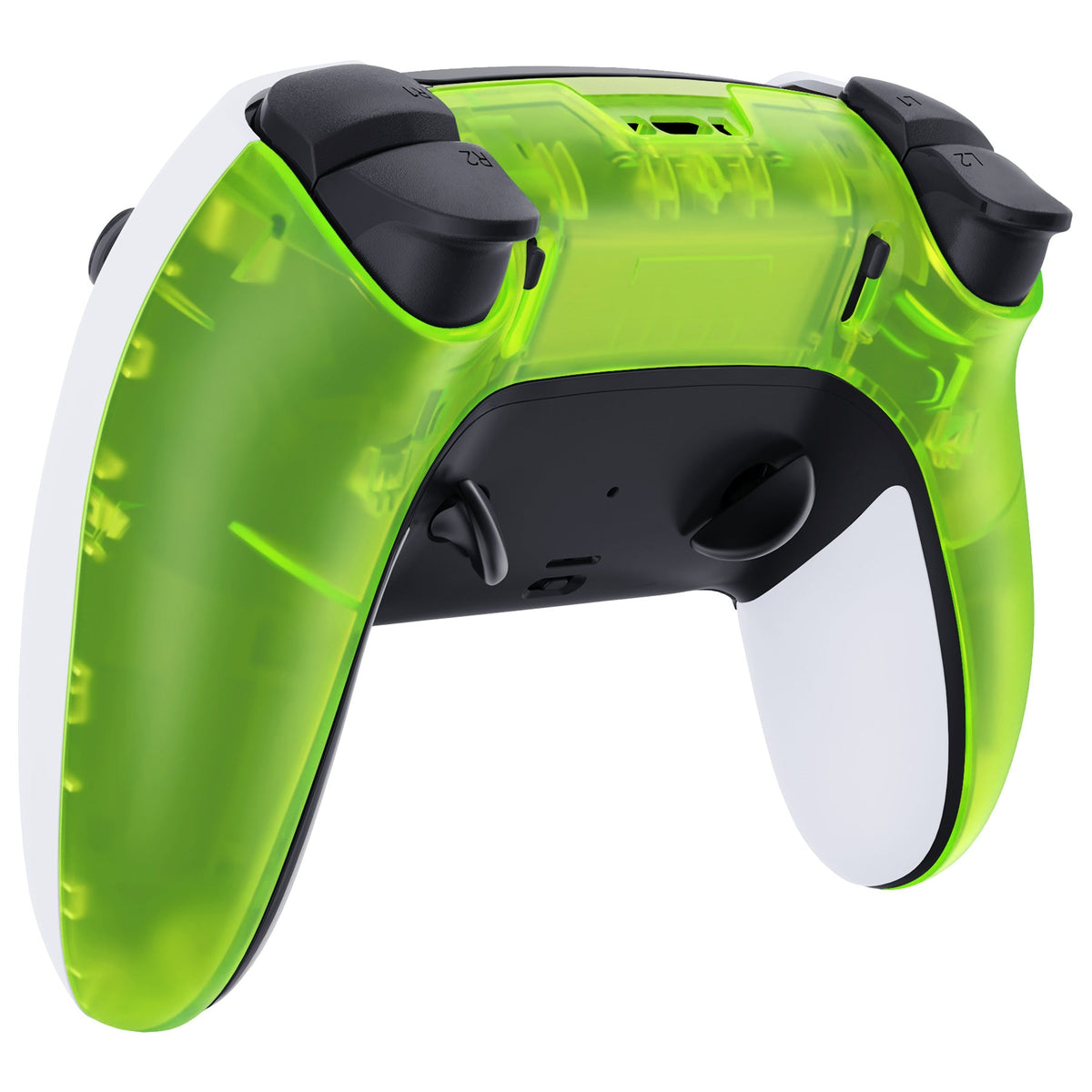 eXtremeRate Replacement Back Housing Bottom Shell Compatible with PS5 Edge Controller - Clear Lime Green eXtremeRate