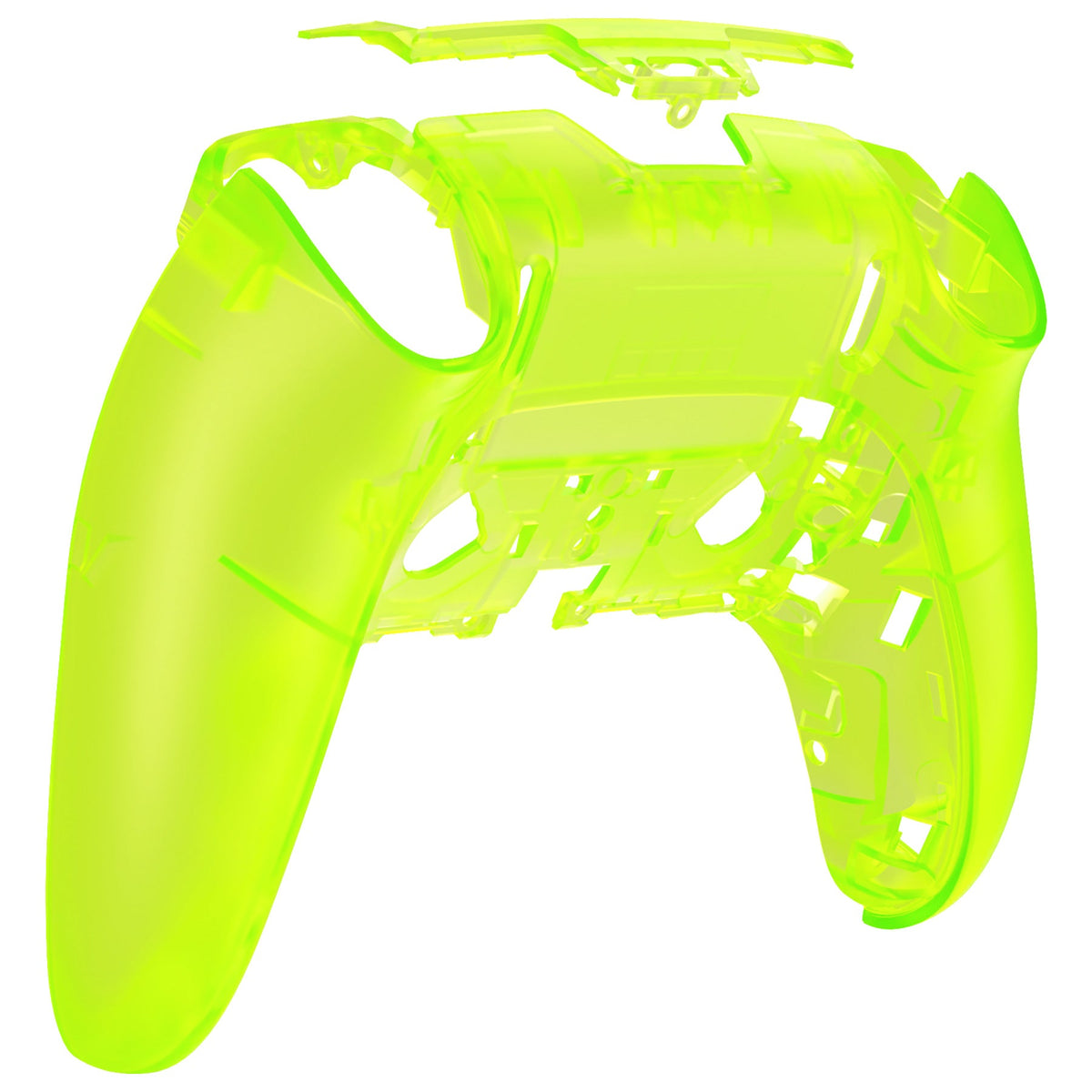 eXtremeRate Replacement Back Housing Bottom Shell Compatible with PS5 Edge Controller - Clear Lime Green eXtremeRate