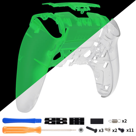 eXtremeRate Replacement Back Housing Bottom Shell Compatible with PS5 Edge Controller - Glow in Dark - Green