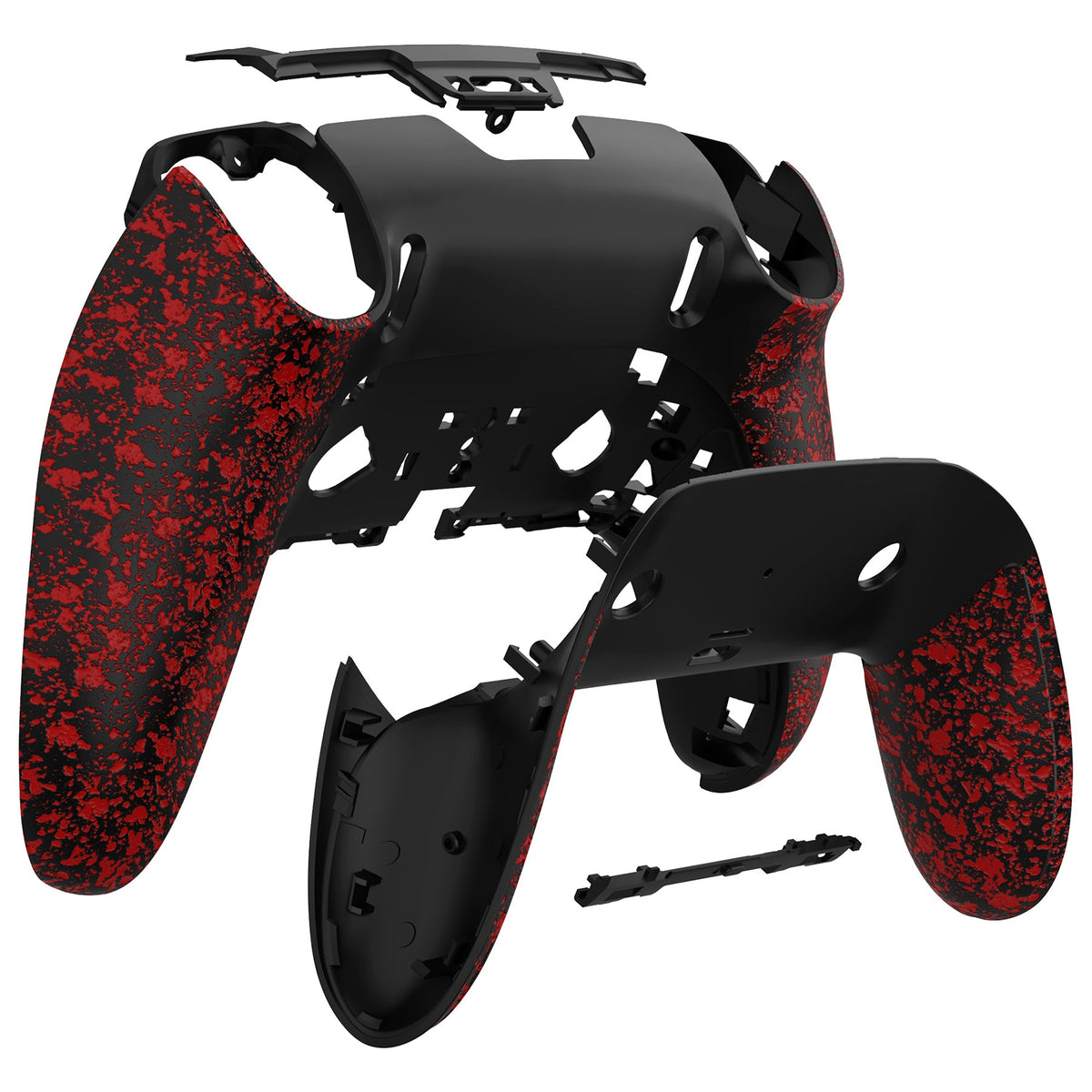 eXtremeRate Replacement Back Housing Bottom Shell & Clip Shell Compatible with PS5 Edge Controller -  Textured Red eXtremeRate
