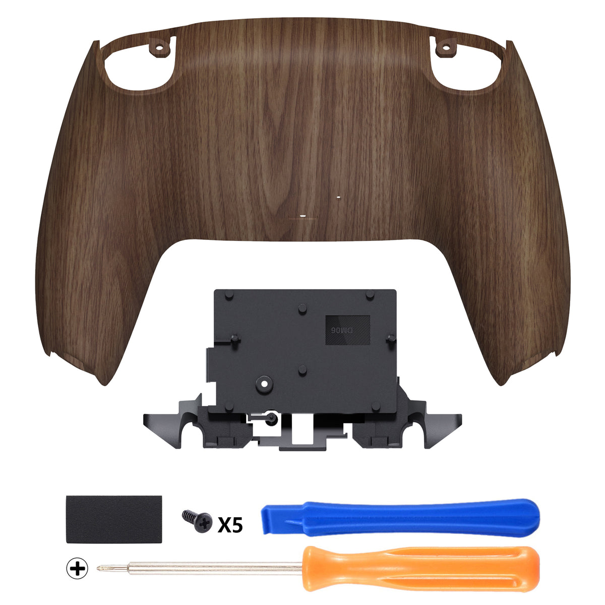 eXtremeRate Replacement Back Housing Bottom Shell for PS5 Controller BDM-010/020/030/040/050/060 - Wood Grain