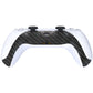 eXtremeRate Replacement Decorative Trim Shell with Accent Rings Compatible with PS5 Controller BDM-010/020/030/040/050 - Black Silver Carbon Fiber