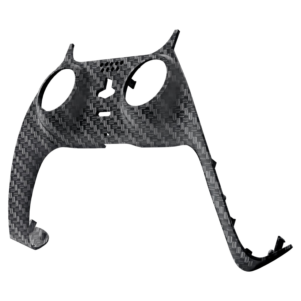eXtremeRate Replacement Decorative Trim Shell with Accent Rings Compatible with PS5 Controller BDM-010/020/030/040/050 - Black Silver Carbon Fiber