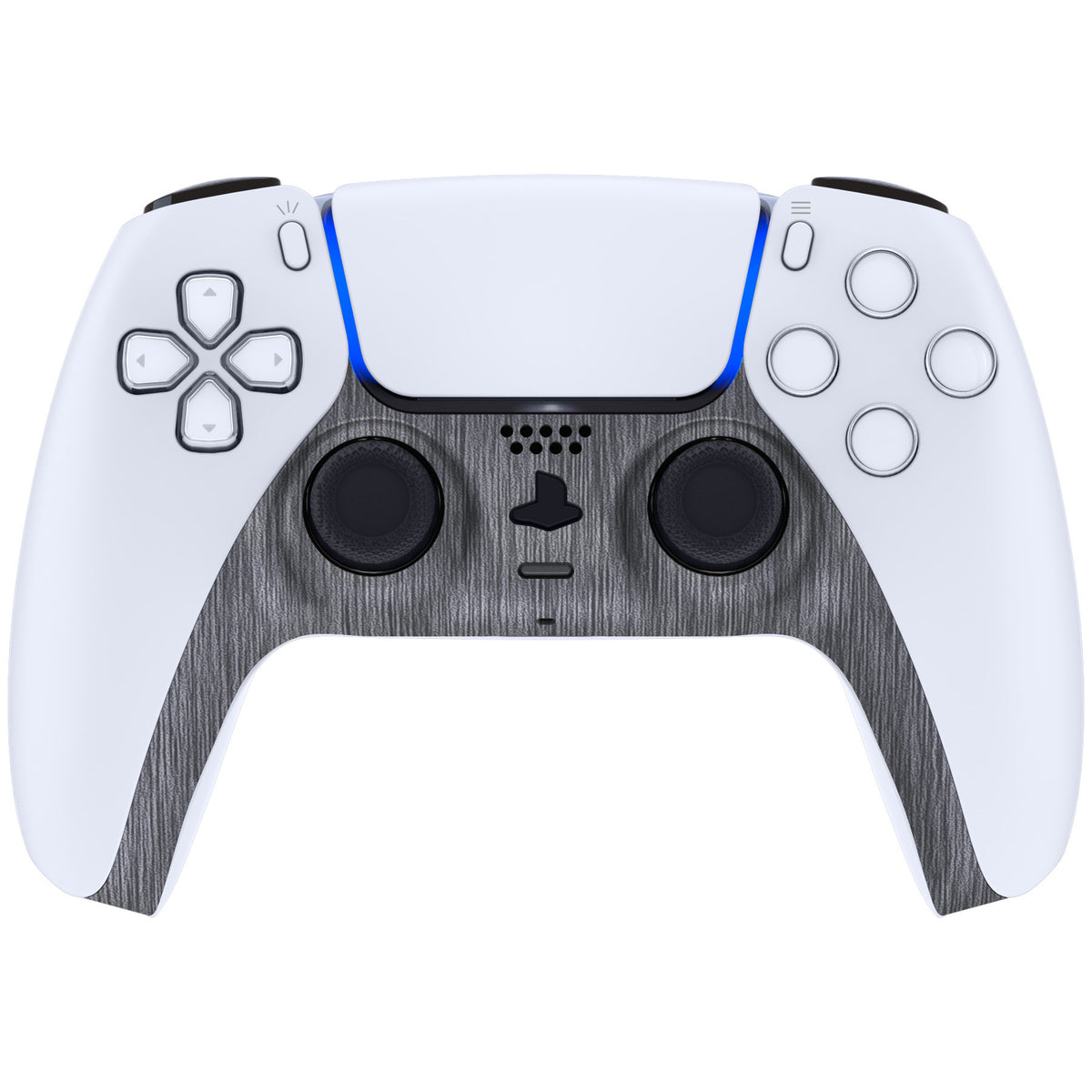 eXtremeRate Replacement Decorative Trim Shell with Accent Rings Compatible with PS5 Controller BDM-010/020/030/040/050 - Brushed Silver