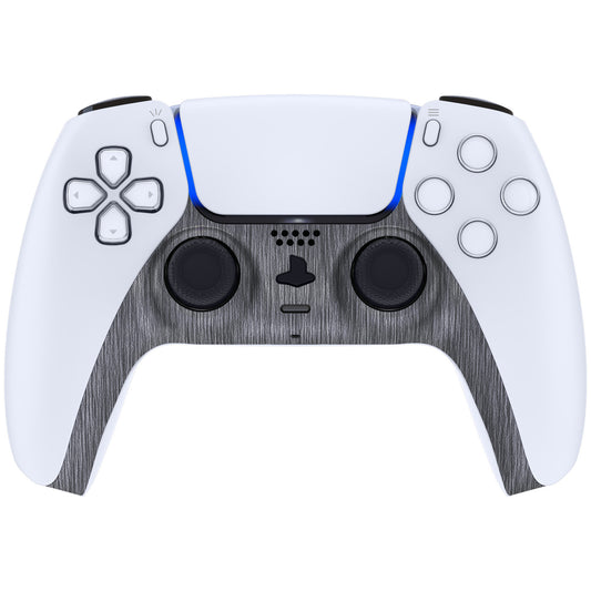 eXtremeRate Replacement Decorative Trim Shell with Accent Rings Compatible with PS5 Controller BDM-010/020/030/040/050 - Brushed Silver