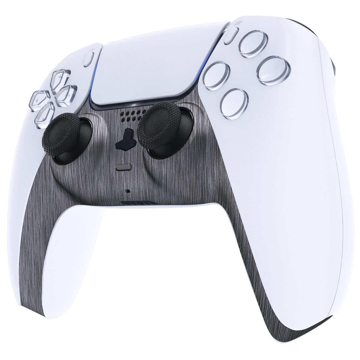 eXtremeRate Replacement Decorative Trim Shell with Accent Rings Compatible with PS5 Controller BDM-010/020/030/040/050 - Brushed Silver