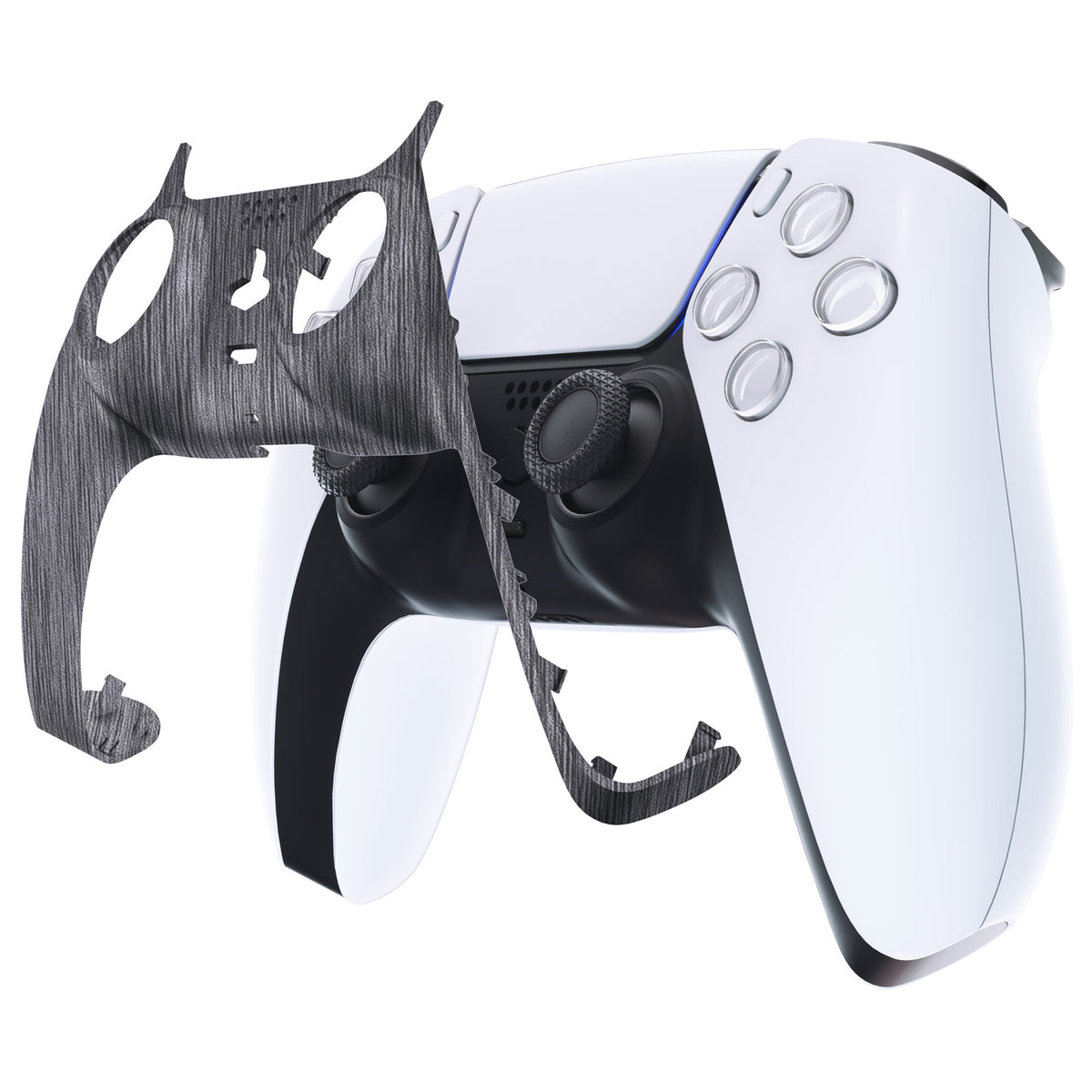 eXtremeRate Replacement Decorative Trim Shell with Accent Rings Compatible with PS5 Controller BDM-010/020/030/040/050 - Brushed Silver