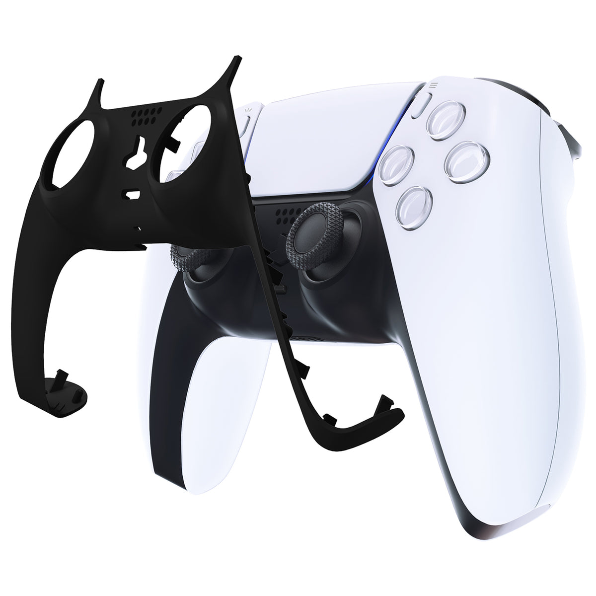 eXtremeRate Replacement Decorative Trim Shell with Accent Rings Compatible with PS5 Controller BDM-010/020/030/040/050 - Black
