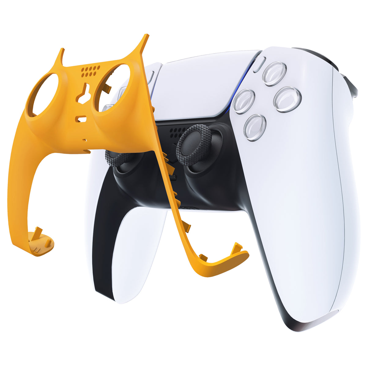 eXtremeRate Replacement Decorative Trim Shell with Accent Rings Compatible with PS5 Controller BDM-010/020/030/040/050 - Caution Yellow