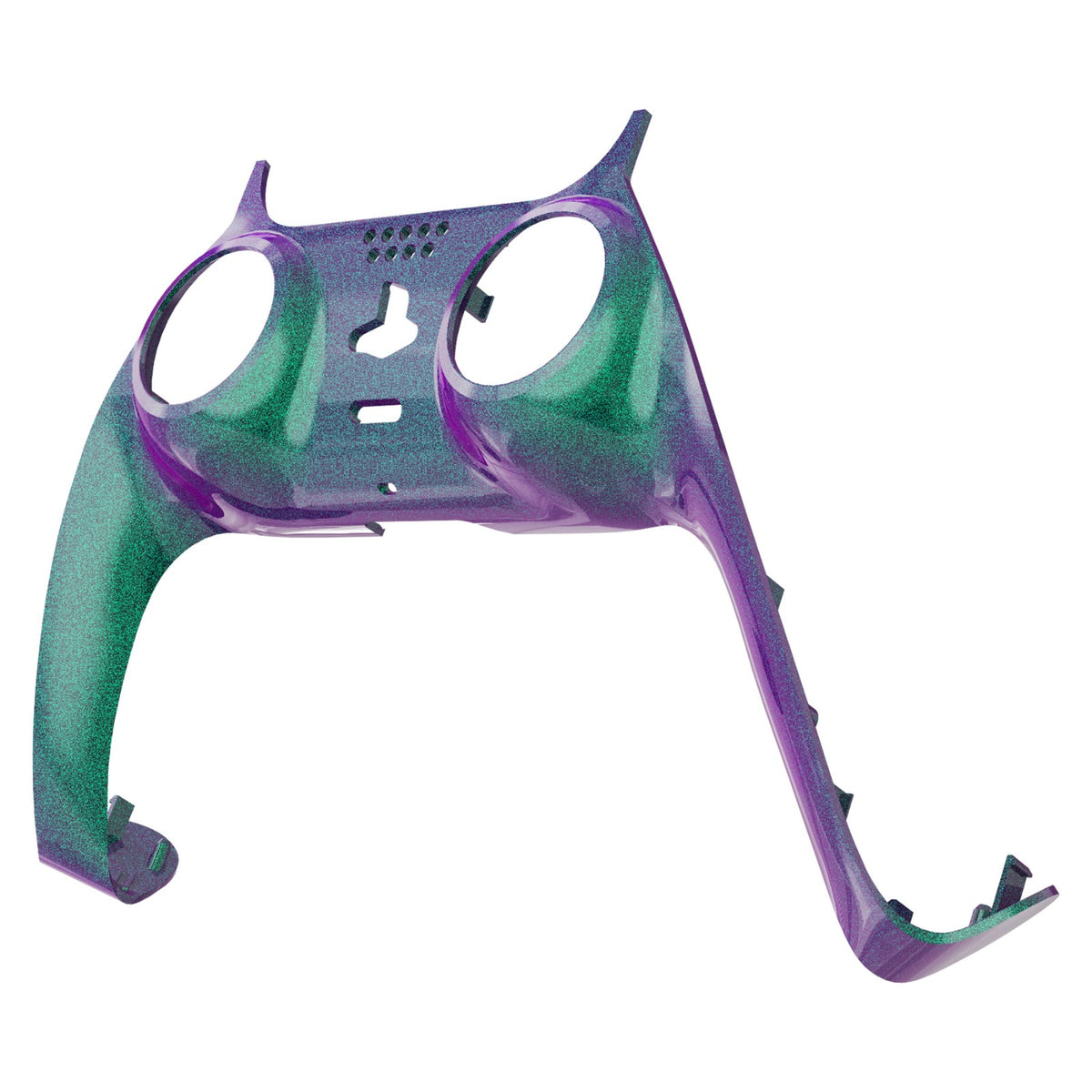 eXtremeRate Replacement Decorative Trim Shell with Accent Rings Compatible with PS5 Controller BDM-010/020/030/040/050 - Chameleon Green Purple