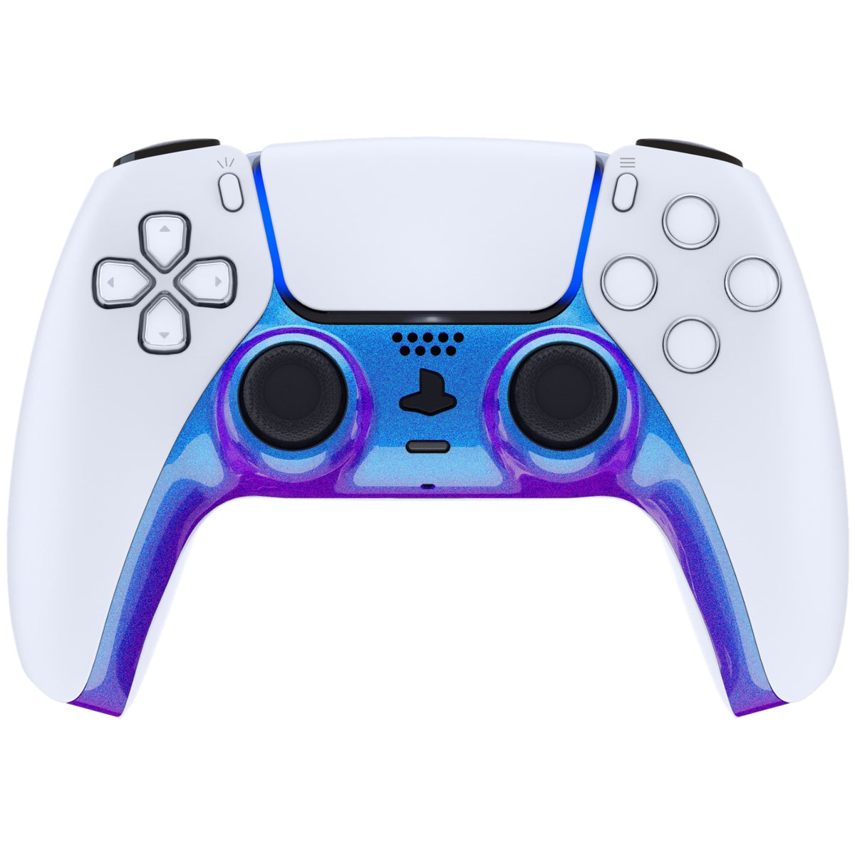 eXtremeRate Replacement Decorative Trim Shell with Accent Rings Compatible with PS5 Controller BDM-010/020/030/040/050 - Chameleon Purple Blue