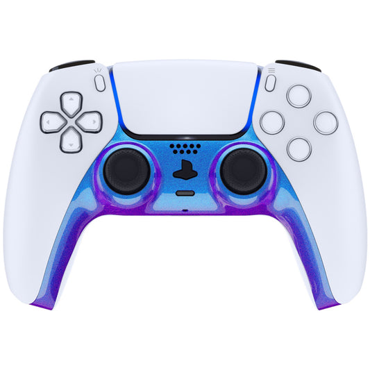eXtremeRate Replacement Decorative Trim Shell with Accent Rings Compatible with PS5 Controller BDM-010/020/030/040/050 - Chameleon Purple Blue