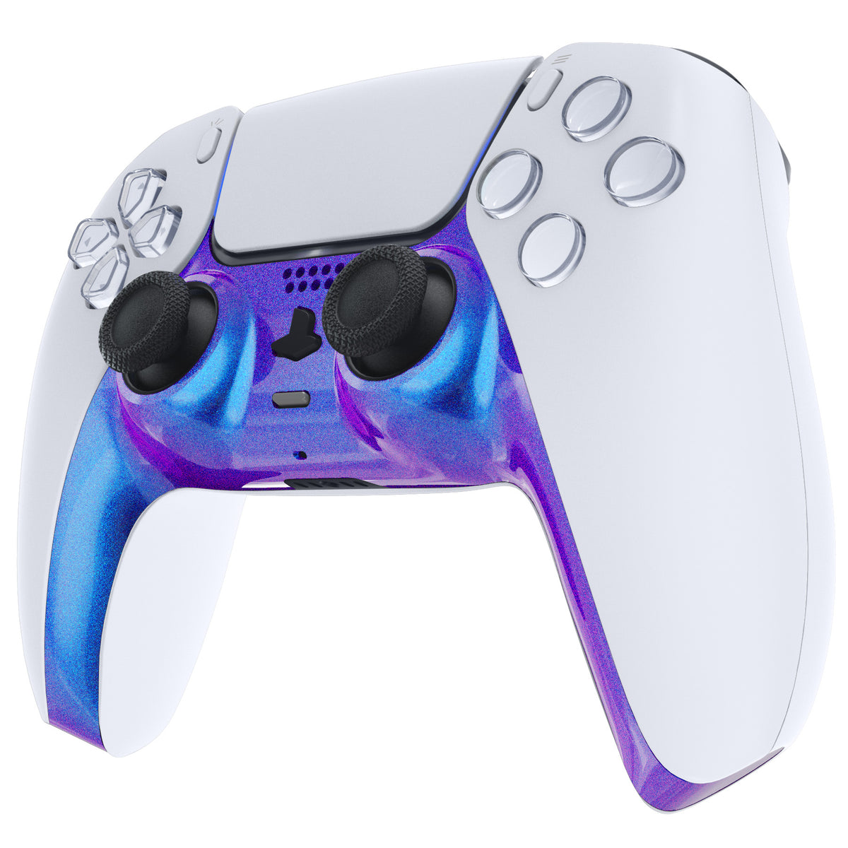 eXtremeRate Replacement Decorative Trim Shell with Accent Rings Compatible with PS5 Controller BDM-010/020/030/040/050 - Chameleon Purple Blue