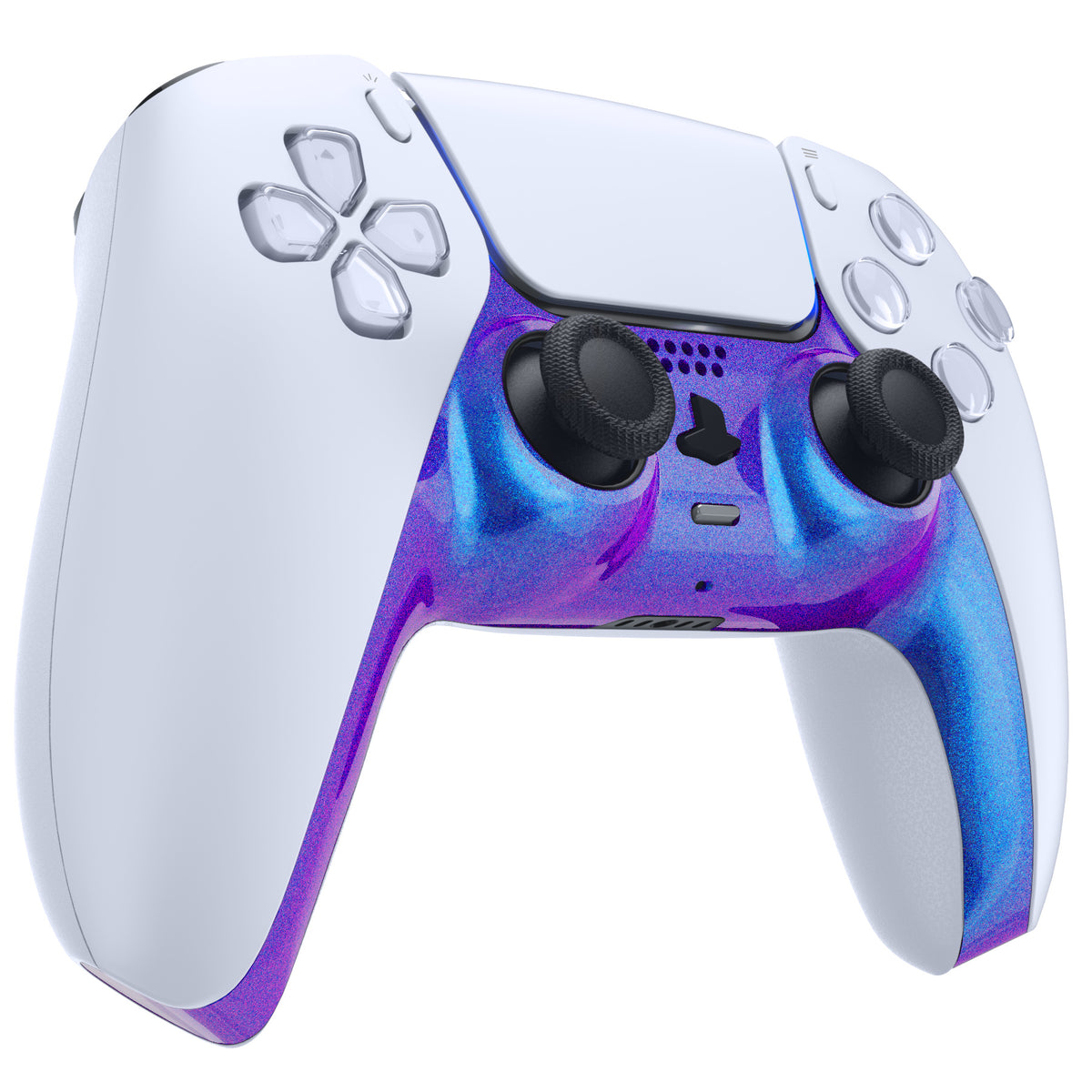 eXtremeRate Replacement Decorative Trim Shell with Accent Rings Compatible with PS5 Controller BDM-010/020/030/040/050 - Chameleon Purple Blue