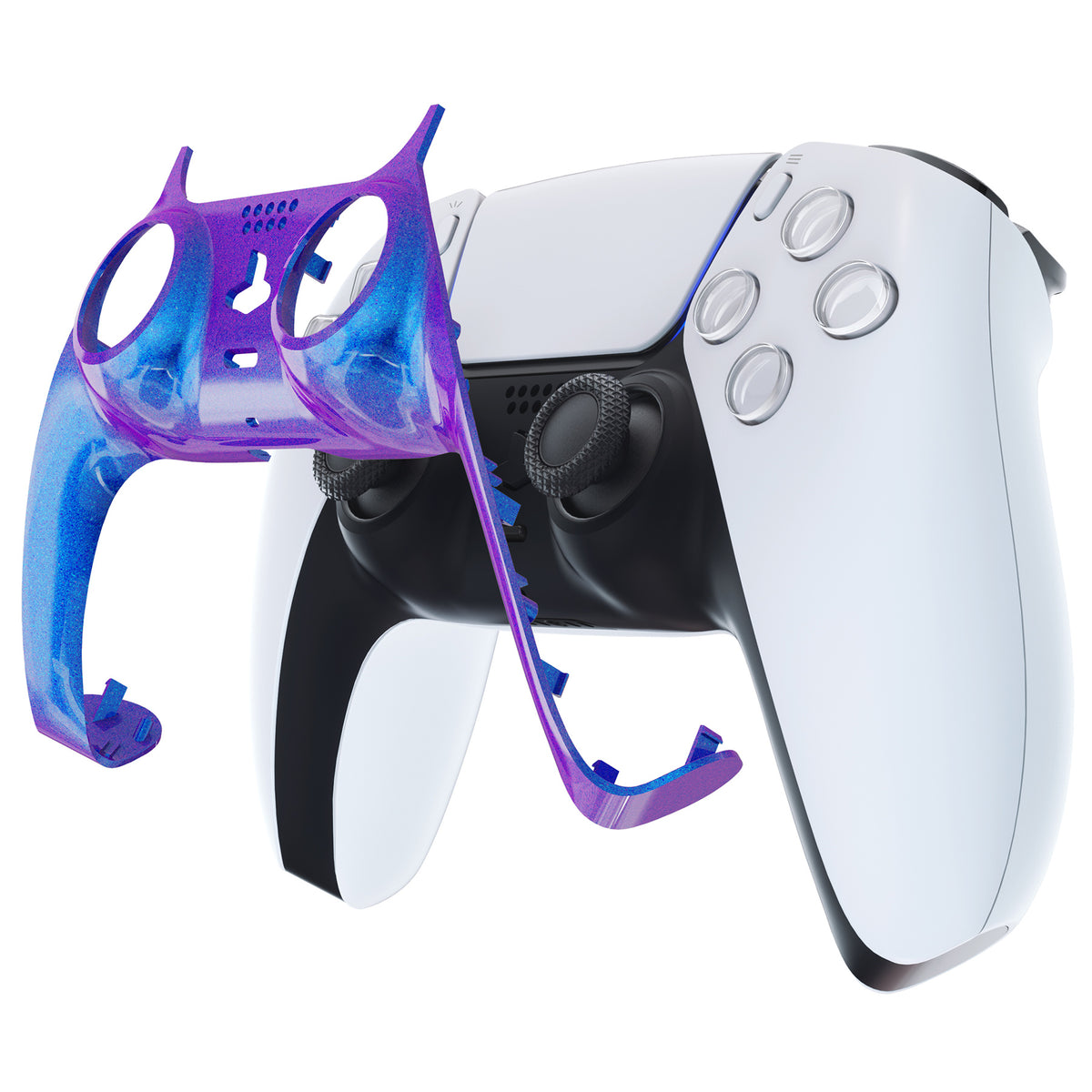 eXtremeRate Replacement Decorative Trim Shell with Accent Rings Compatible with PS5 Controller BDM-010/020/030/040/050 - Chameleon Purple Blue