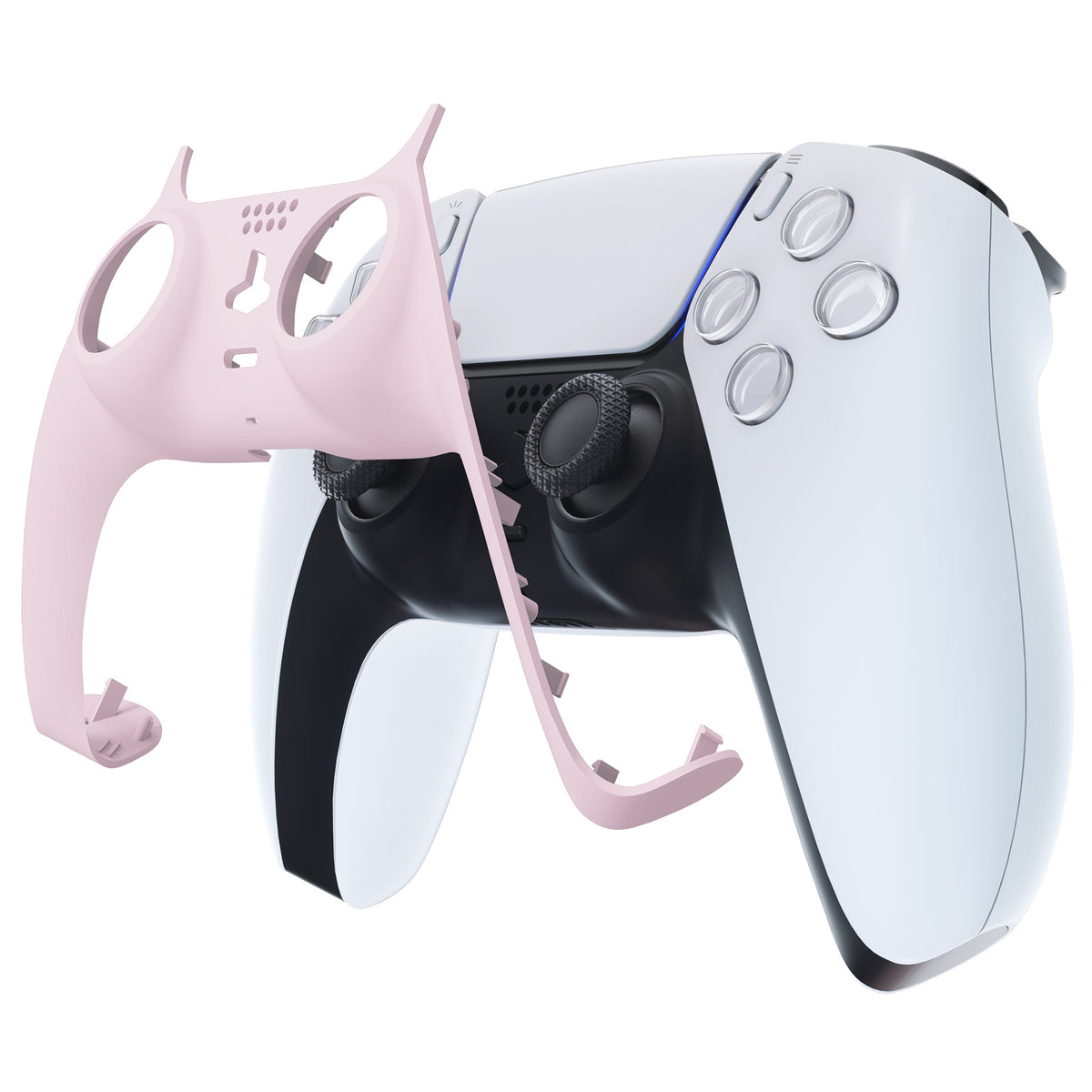 eXtremeRate Replacement Decorative Trim Shell with Accent Rings Compatible with PS5 Controller BDM-010/020/030/040/050 - Cherry Blossoms Pink