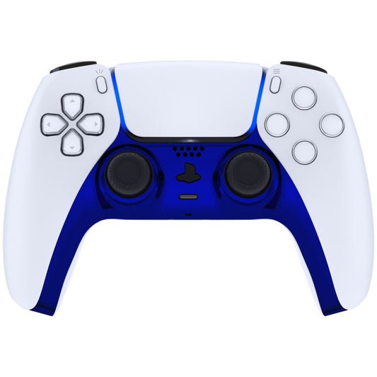 eXtremeRate Replacement Decorative Trim Shell with Accent Rings Compatible with PS5 Controller BDM-010/020/030/040/050 - Chrome Blue Glossy