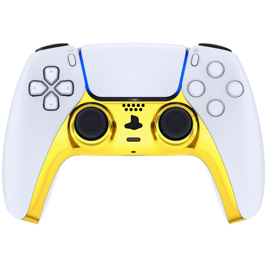 eXtremeRate Replacement Decorative Trim Shell with Accent Rings Compatible with PS5 Controller BDM-010/020/030/040/050 - Chrome Gold Glossy