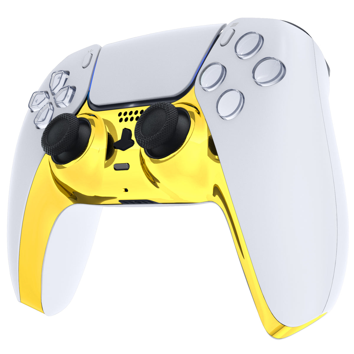 eXtremeRate Replacement Decorative Trim Shell with Accent Rings Compatible with PS5 Controller BDM-010/020/030/040/050 - Chrome Gold Glossy