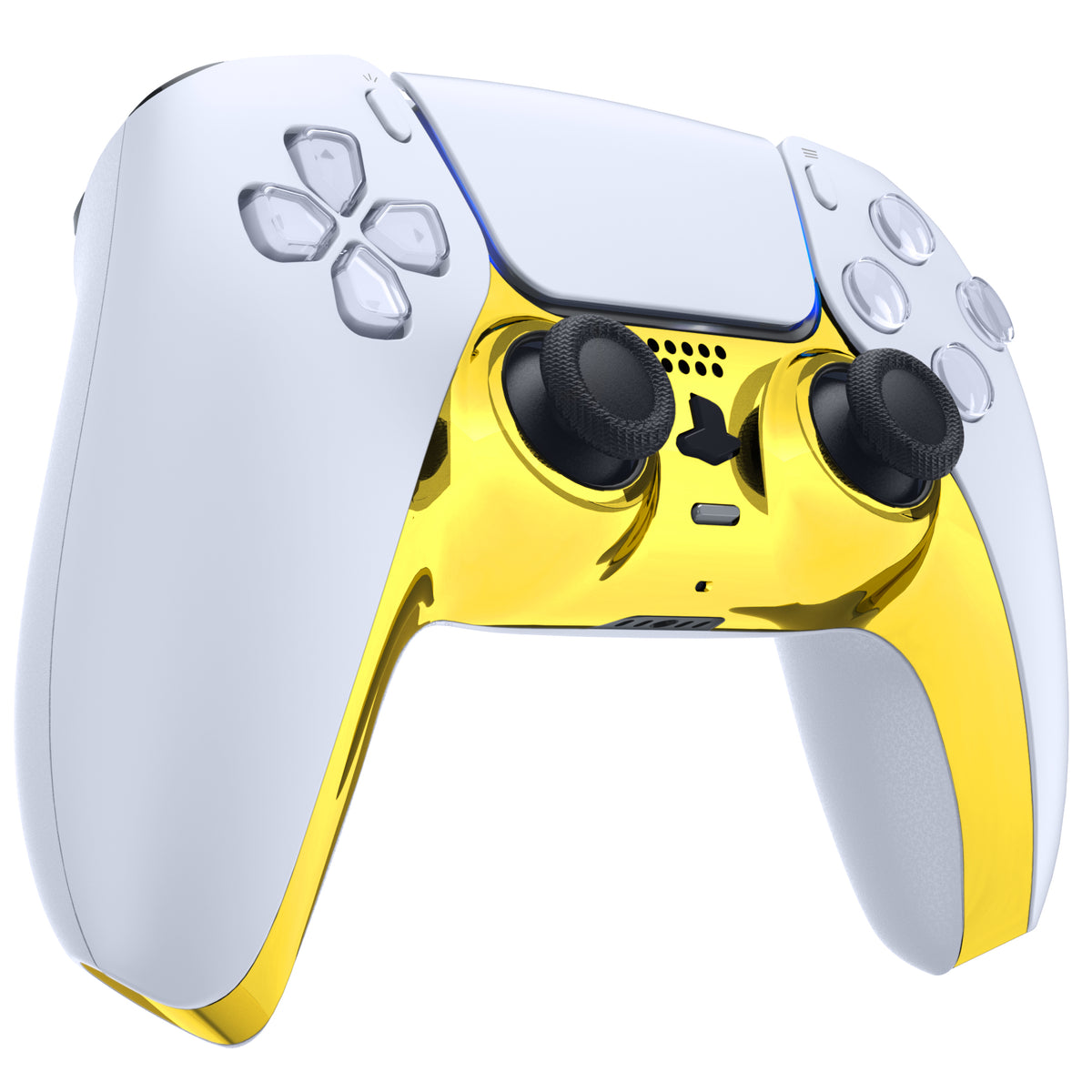 eXtremeRate Replacement Decorative Trim Shell with Accent Rings Compatible with PS5 Controller BDM-010/020/030/040/050 - Chrome Gold Glossy