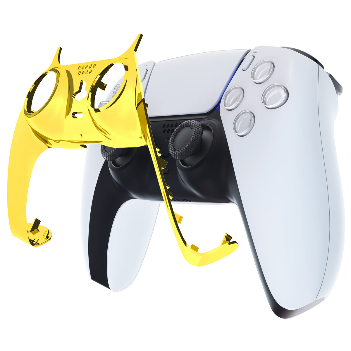 eXtremeRate Replacement Decorative Trim Shell with Accent Rings Compatible with PS5 Controller BDM-010/020/030/040/050 - Chrome Gold Glossy