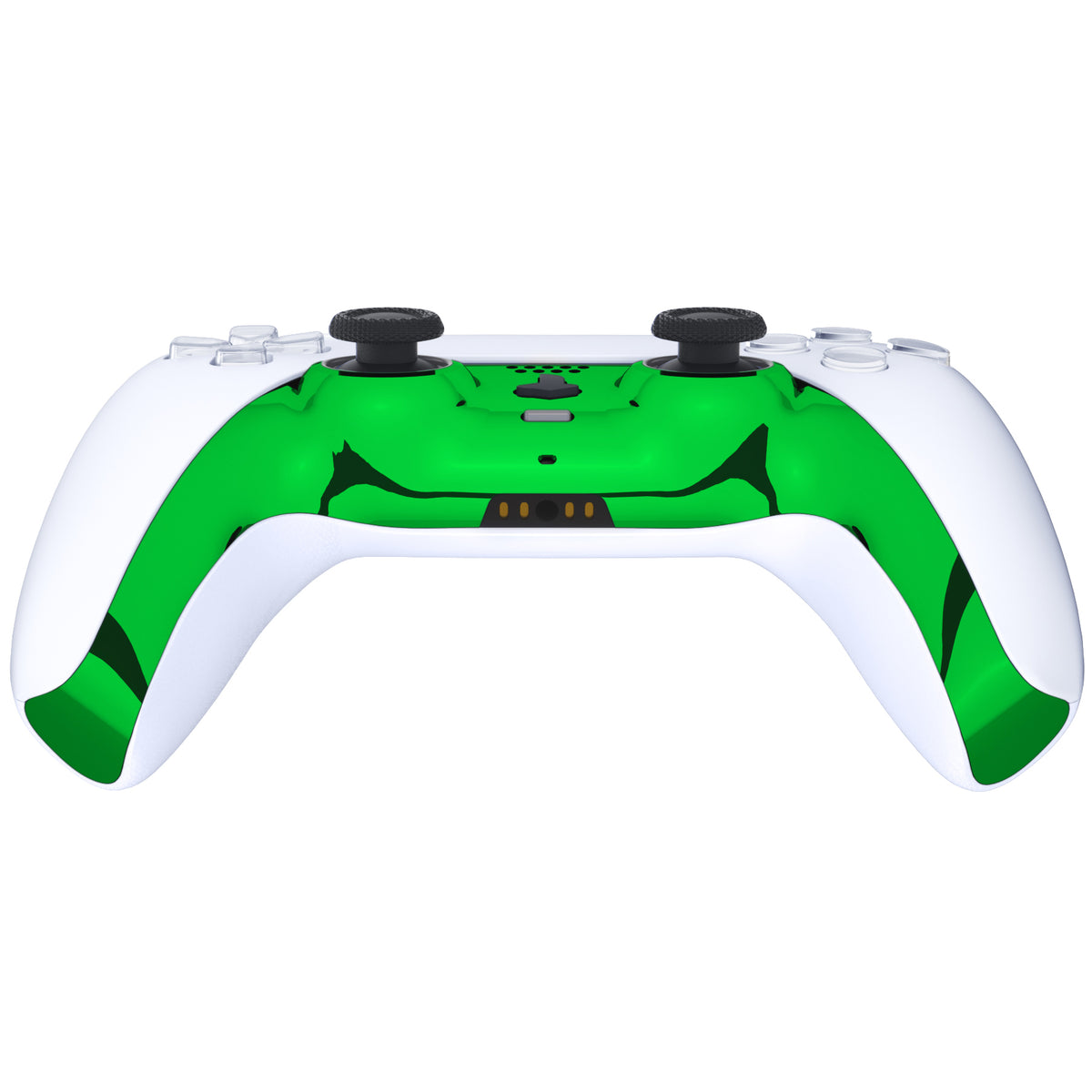 eXtremeRate Replacement Decorative Trim Shell with Accent Rings Compatible with PS5 Controller BDM-010/020/030/040/050 - Chrome Green Glossy