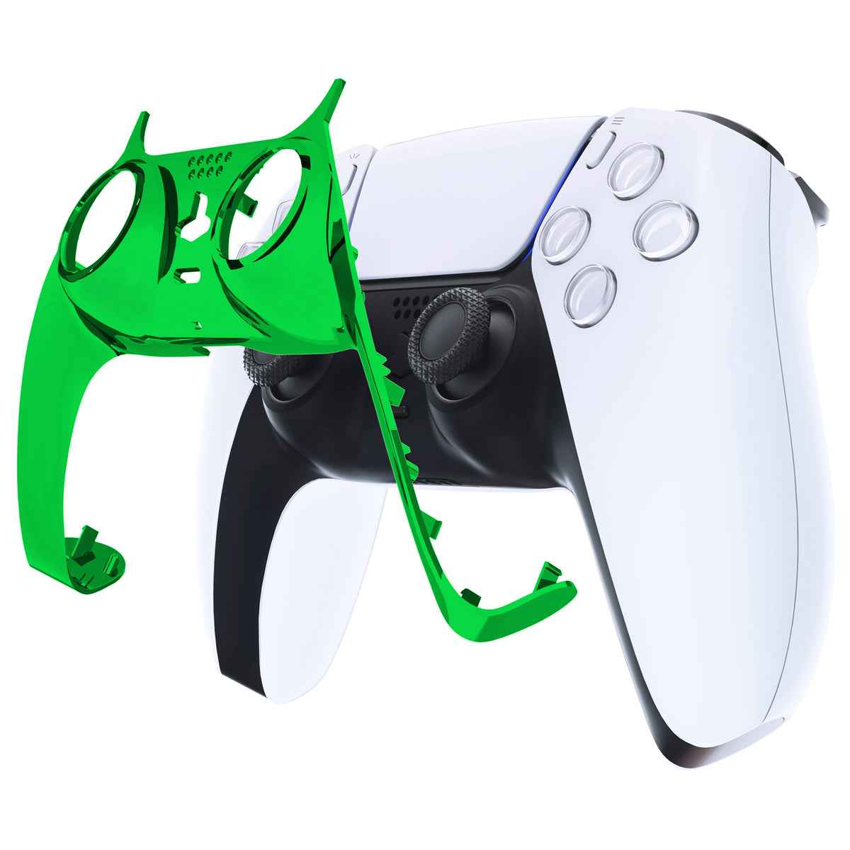 eXtremeRate Replacement Decorative Trim Shell with Accent Rings Compatible with PS5 Controller BDM-010/020/030/040/050 - Chrome Green Glossy