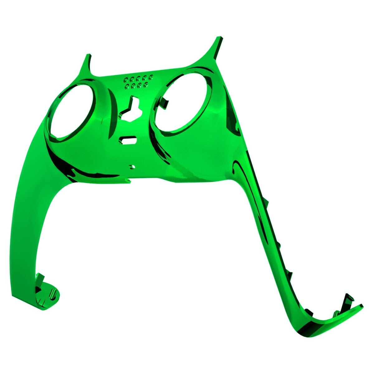 eXtremeRate Replacement Decorative Trim Shell with Accent Rings Compatible with PS5 Controller BDM-010/020/030/040/050 - Chrome Green Glossy
